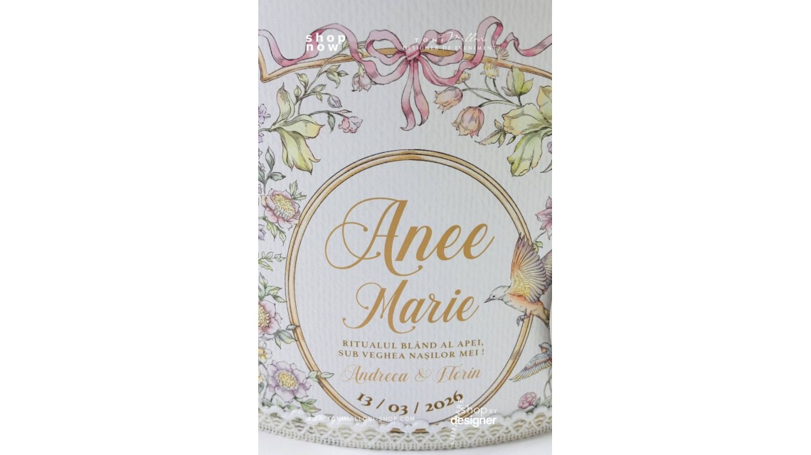 Set Prima Băiță cu Nașii după Botez Belle Époque Floral Garden 9